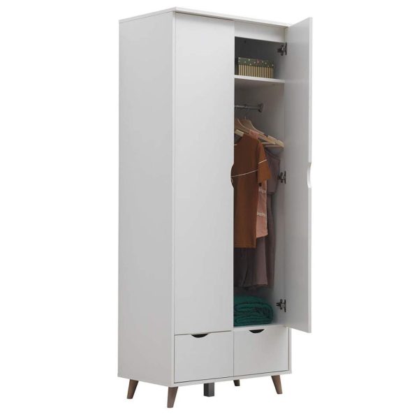 Pulford 2 Door Wardrobe with 2 Drawers in White - Image 3