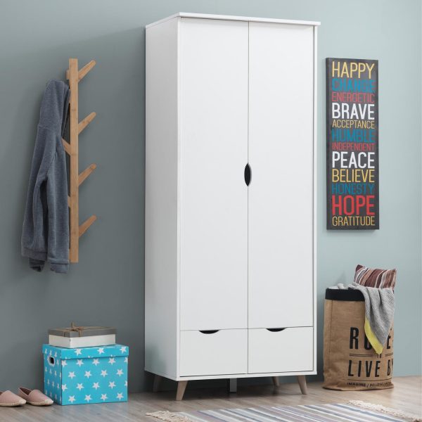 Pulford 2 Door Wardrobe with 2 Drawers in White - Image 8