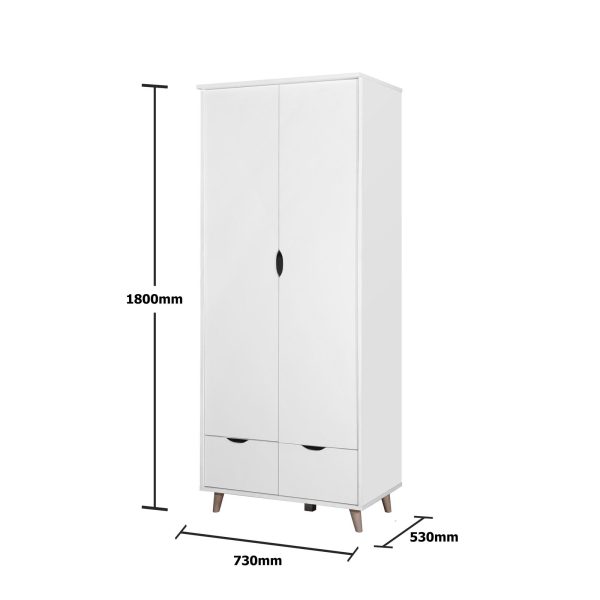 Pulford 2 Door Wardrobe with 2 Drawers in White - Image 10