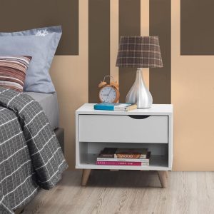 Pulford Nightstand with 1 Drawer in White