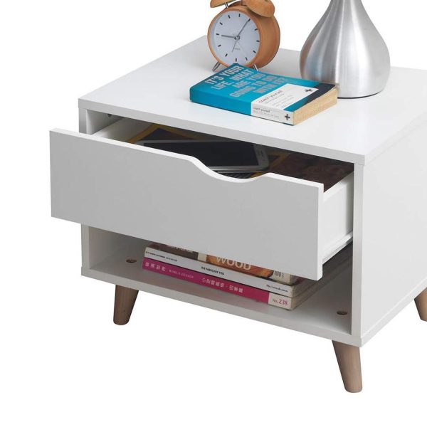 Pulford Nightstand with 1 Drawer in White - Image 3