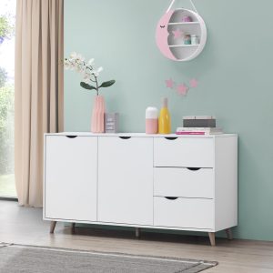 Pulford Sideboard with 2 Doors & 3 Drawers in White