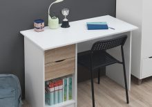 Pulford Desk with 2 Drawers in White and Oak