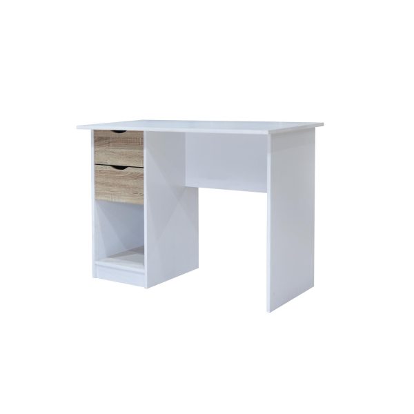 Pulford Desk with 2 Drawers in White and Oak - Image 4