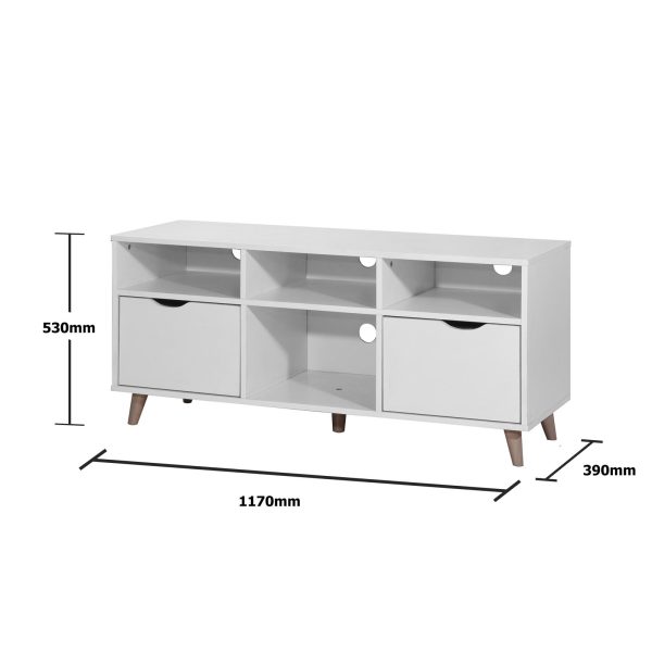 Pulford TV Cabinet with 2 Drawers in White - Image 6