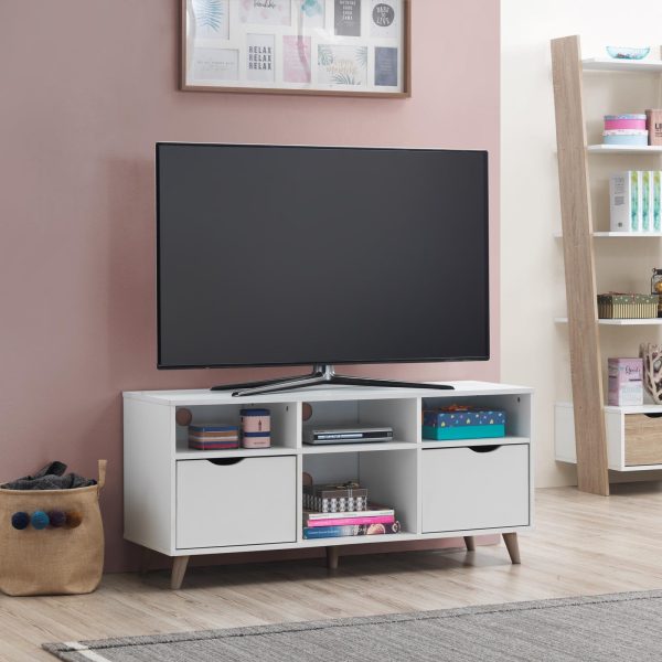 Pulford TV Cabinet with 2 Drawers in White