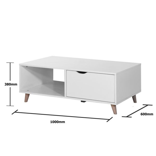 Pulford Coffee Table with 2 Drawers in White - Image 5