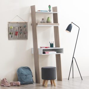 Pulford Ladder Desk in White and Oak