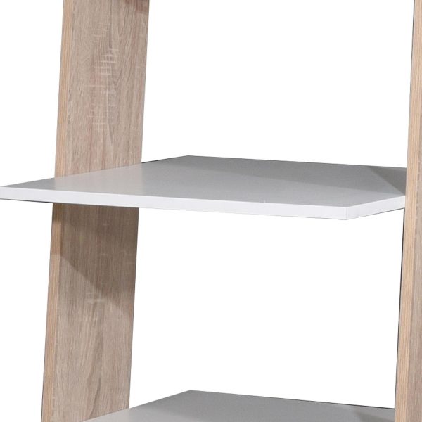 Pulford Ladder Bookcase with Drawer in White and Oak - Image 5