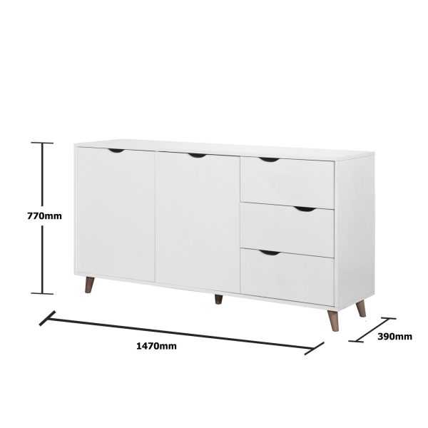 Pulford Sideboard with 2 Doors & 3 Drawers in White - Image 3