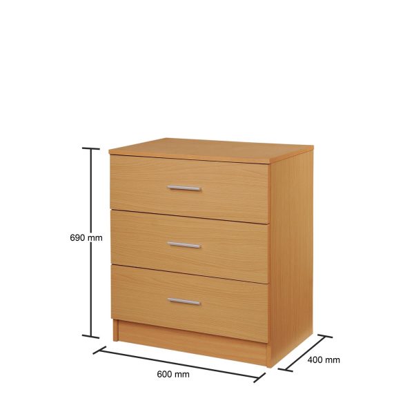 Rio Costa 3 Drawer Chest in Beech - Image 4