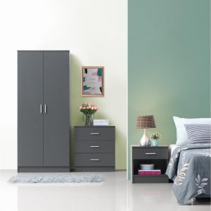 Rio Costa 3 Piece Bedroom Set 3 Drawer in Dark Grey