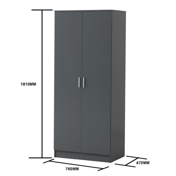 Rio Costa 2 Door Wardrobe in Dark Grey - Image 8