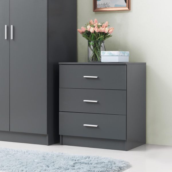 Rio Costa 3 Drawer Chest in Dark Grey