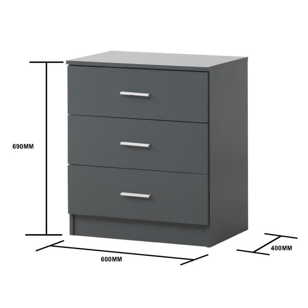 Rio Costa 3 Drawer Chest in Dark Grey - Image 8