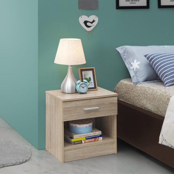 Rio Costa Nightstand with 1 Drawer in Sonoma Oak