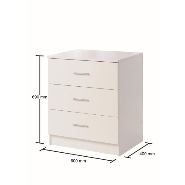 Rio Costa 3 Piece Bedroom Set 3 Drawer in White - Image 8