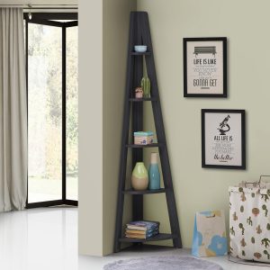 Riva Corner Ladder Bookcase in Black