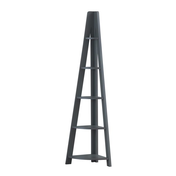 Riva Corner ladder bookcase in Dark Grey - Image 2