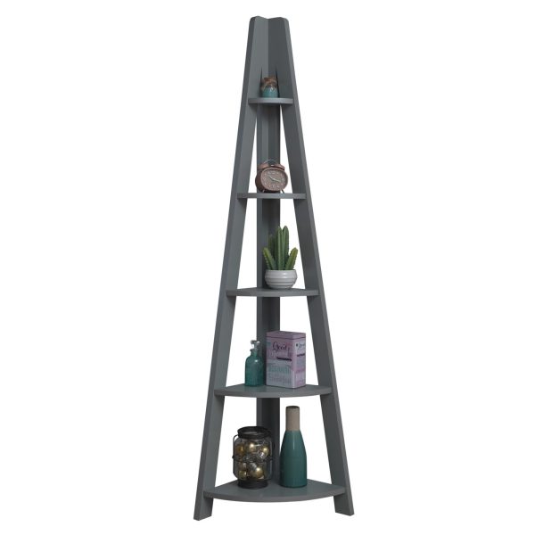 Riva Corner ladder bookcase in Dark Grey - Image 3