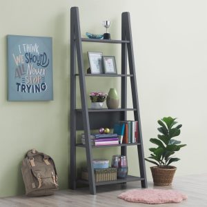 Riva Ladder Bookcase in Dark Grey