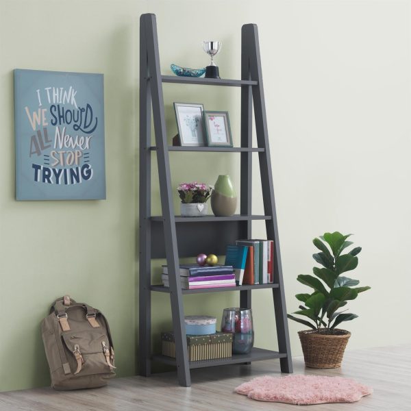 Riva Ladder Bookcase in Dark Grey