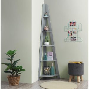 Riva Corner ladder bookcase in Grey