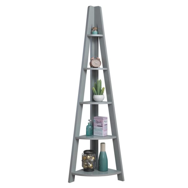 Riva Corner ladder bookcase in Grey - Image 4