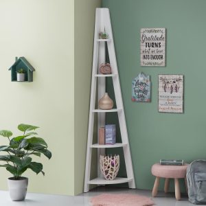 Riva Corner Ladder Bookcase in White