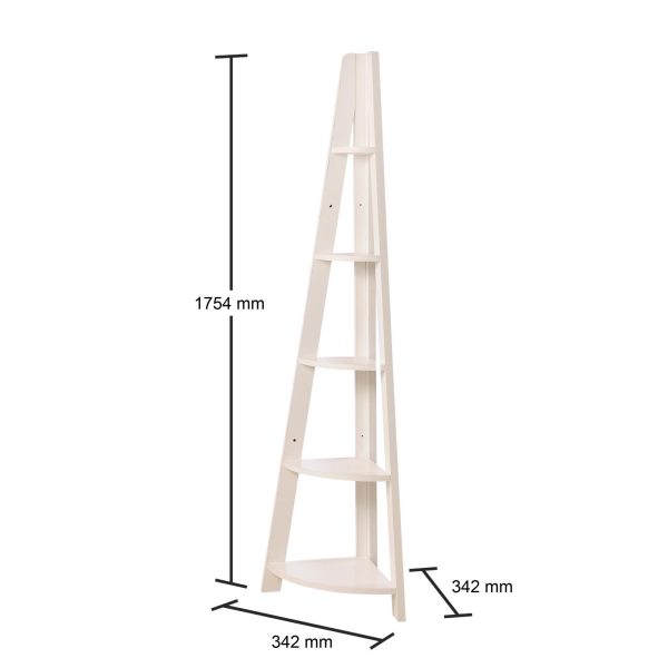 Riva Corner Ladder Bookcase in White - Image 3