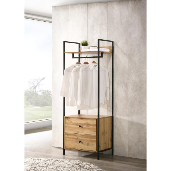 Zahra Open Wardrobe with 2 Drawers in Oak