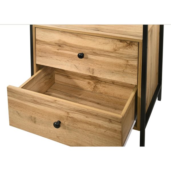 Zahra Open Wardrobe with 2 Drawers in Oak - Image 2