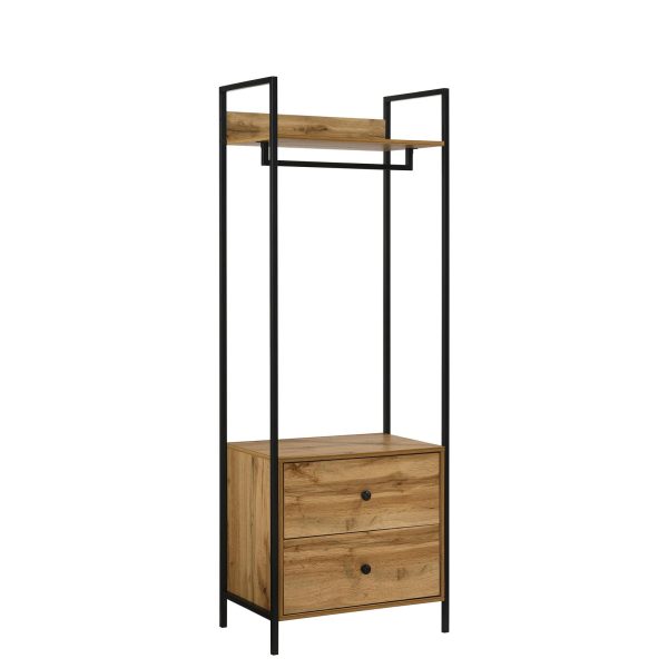 Zahra Open Wardrobe with 2 Drawers in Oak - Image 4