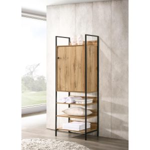 Zahra Storage Cabinet with 1 Door 3 Shelves in Oak