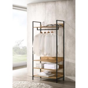 Zahra Open Wardrobe with 4 Shelves in Oak