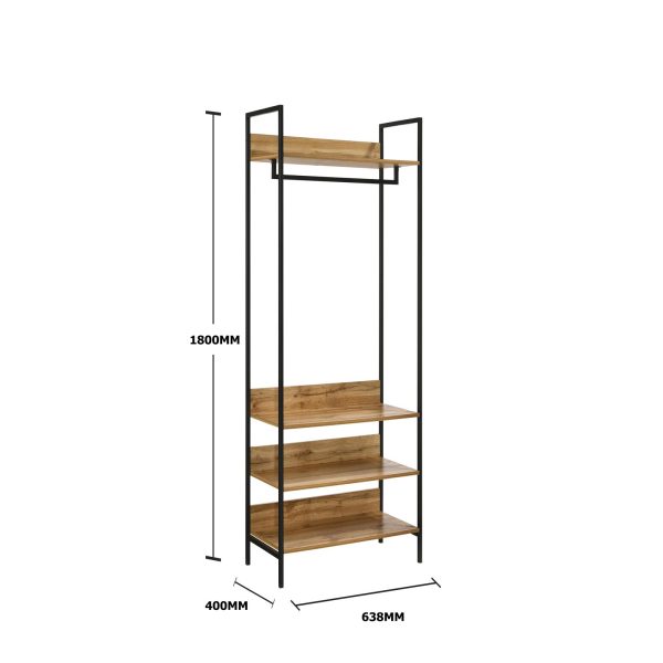 Zahra Open Wardrobe with 4 Shelves in Oak - Image 4