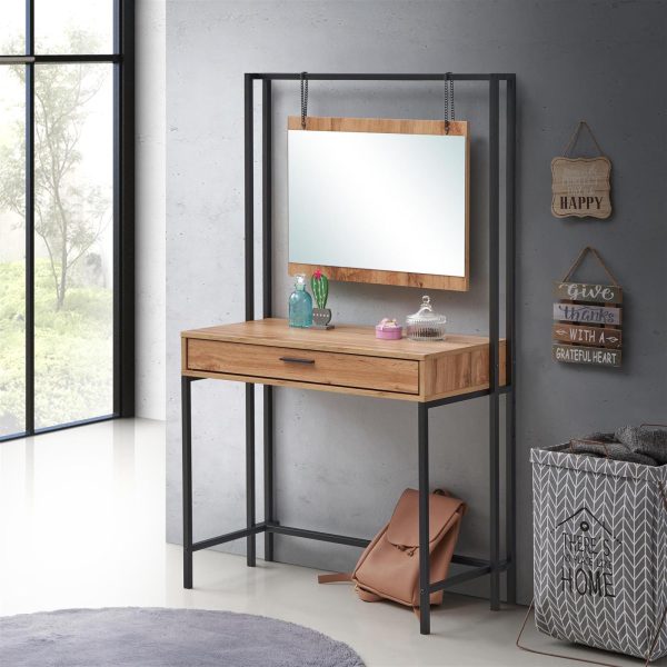 Zahra Dressing table with mirror in Wotan Oak