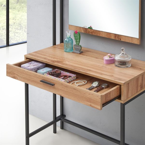 Zahra Dressing table with mirror in Wotan Oak - Image 2