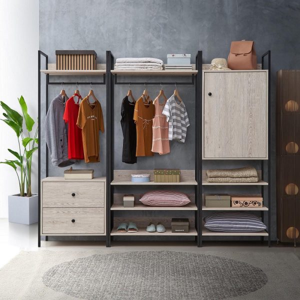 Zahra Open Wardrobe with 2 Drawers in Ash Oak - Image 6