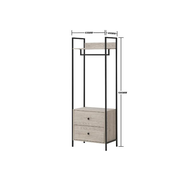 Zahra Open Wardrobe with 2 Drawers in Ash Oak - Image 8