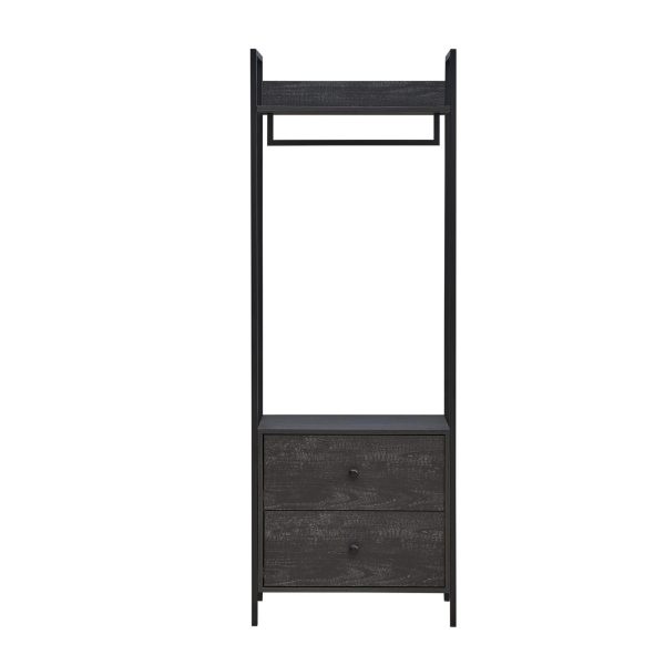 Zahra Open Wardrobe with 2 Drawers in Black - Image 7