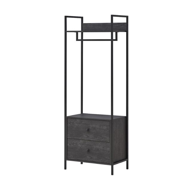 Zahra Open Wardrobe with 2 Drawers in Black - Image 6