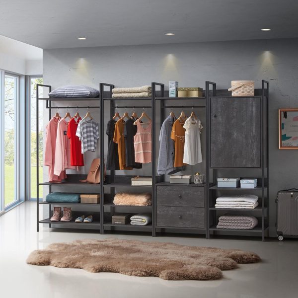 Zahra Open Wardrobe with 2 Drawers in Black - Image 3