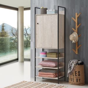 Zahra Storage Cabinet with 1 Door 3 Shelves in Ash Oak