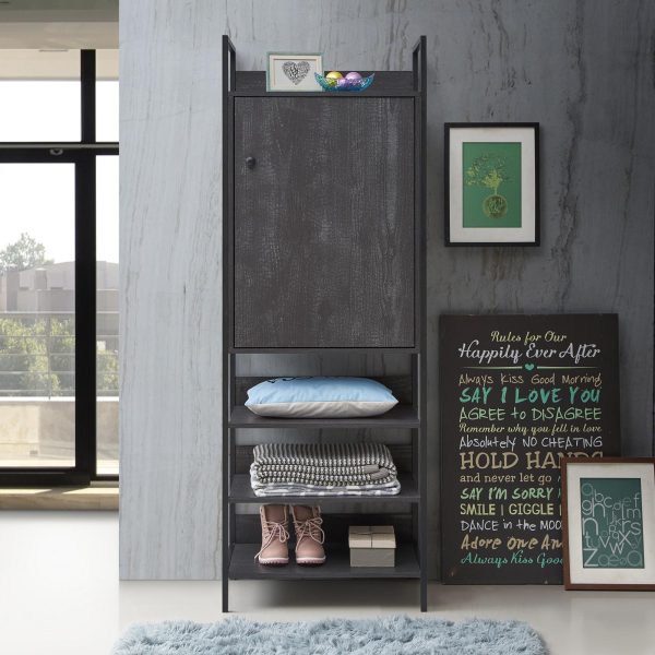 Zahra Storage Cabinet with 1 Door 3 Shelves in Black