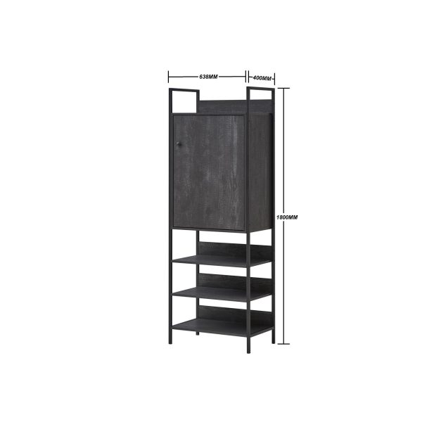 Zahra Storage Cabinet with 1 Door 3 Shelves in Black - Image 4