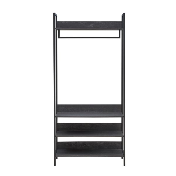 Zahra Open Wardrobe with 4 Shelves Black - Image 5