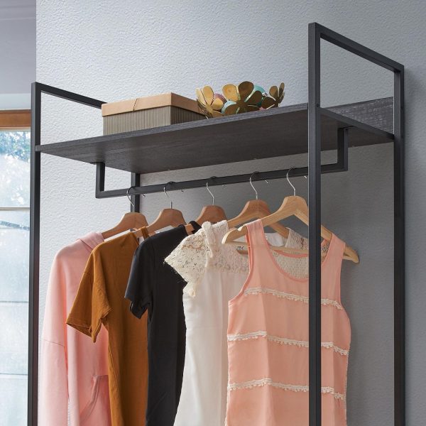 Zahra Open Wardrobe with 4 Shelves Black - Image 2