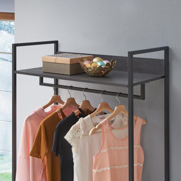 Zahra Open Wardrobe with 4 Shelves Black - Image 3