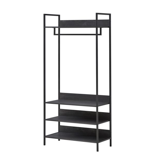 Zahra Open Wardrobe with 4 Shelves Black - Image 4